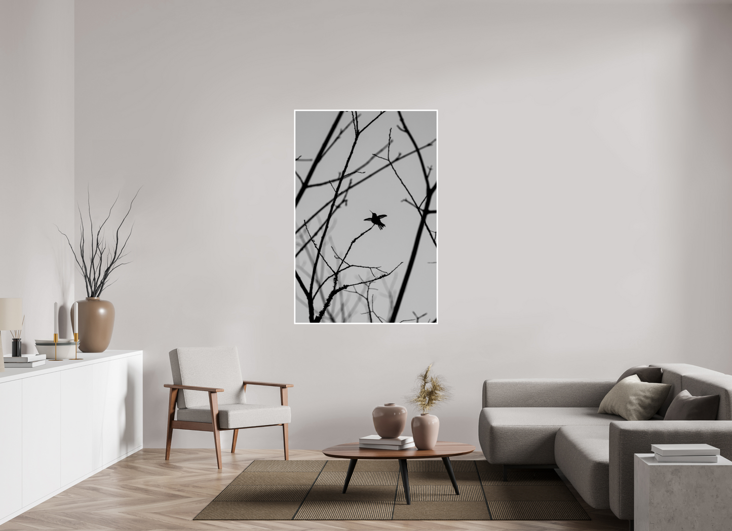 40 x 60″, Fancy Paper Framed Hummingbird